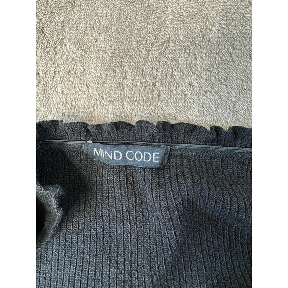 Mind Code Black Long Sleeve Off Shoulder Crop Top Size L - Picture 8 of 10